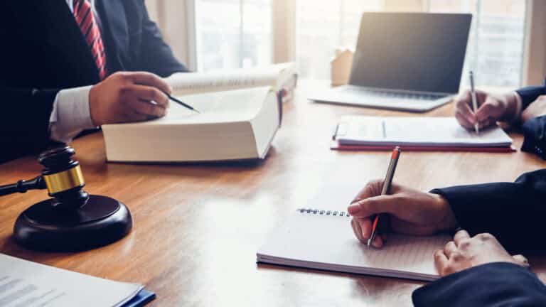 Group business people and lawyers. Legal contract signing. Justi